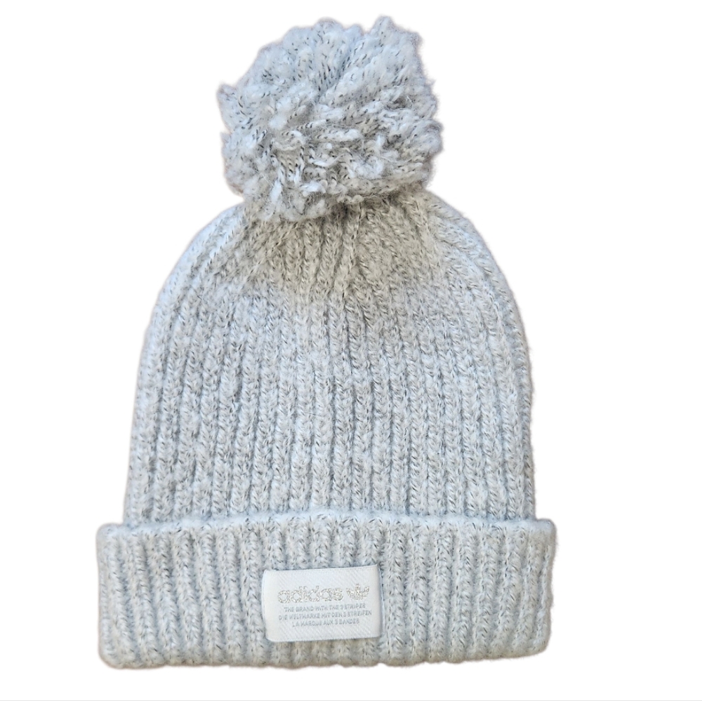 Adidas Cozy Gray Knit Pom-Pom Beanie